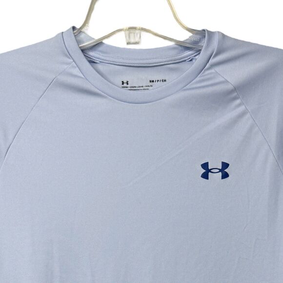 Under Armour Shirt Mens Small Blue‎ Loose Fit Neutral Gym Workout Athleisure - Picture 4 of 6